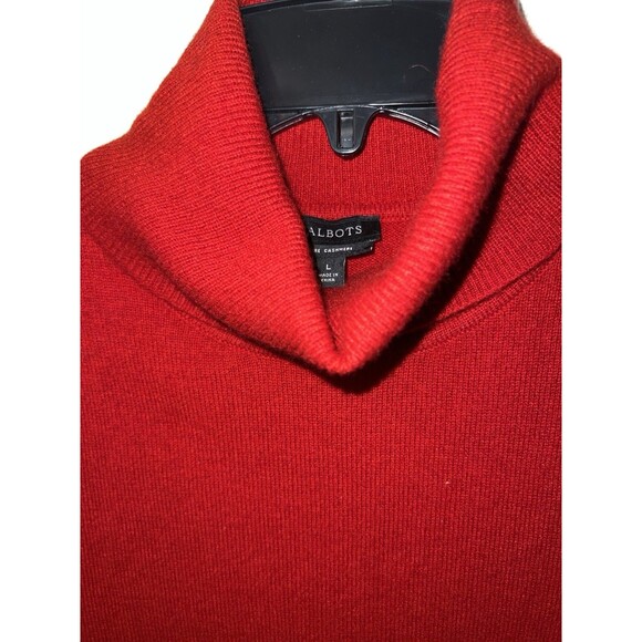 Talbots Sweater Womens Large Pure Cashmere Red Mock Turtleneck Timeless Preppy - Picture 2 of 8